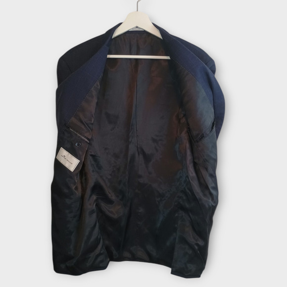 Peter Millar Suit Men 42S Navy Blue Windowpane Grid Professional 2 Piece W39xL28 - Picture 4 of 16